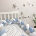 Бортики для детской кроватки Маленькая Соня Коса белый-серый-голубой