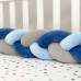Бортики для детской кроватки Маленькая Соня Коса блакитний-сірий-джинс