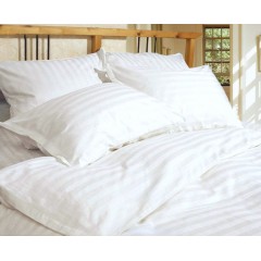 Постельное белье Комфорт-Текстиль - Stripe Premium White Страйп Сатин 2см евро 200x220