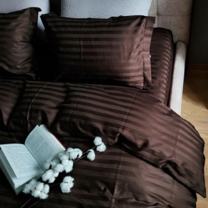 Постельное белье Комфорт-Текстиль - Stripe Premium Chocolate 2X2См страйп-сатин двухспальный 180x215
