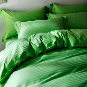 Постільна білизна Комфорт-Текстиль - Stripe Lux Green Grass 1X1См страйп-сатин двоспальна на гумці