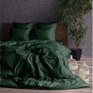 Постельное белье Комфорт-Текстиль Stripe LUX Green 1/1см страйп-сатин двухспальный 180x215