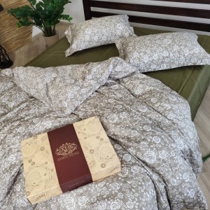 Постільна білизна Комфорт-Текстиль Muscat Olive сатин Premium євро на різінці