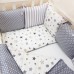 Постільна білизна в ліжечко Маленька Соня - Baby Design Premium Старс сірий (7 предметів)