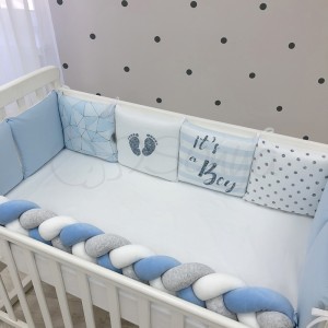 Бортики для детской кроватки Маленькая Соня Art Design Блакитна геометрія