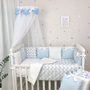 Постельное белье в кроватку Маленькая Соня - Shine голубой (7 предметов)