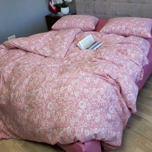 Постельное белье Комфорт-Текстиль Роза розовая Duo ранфорс гофре (жатка) двухспальный 180x215