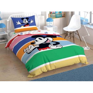 Детское постельное белье TAC - Disney Mickey Mouse Rainbow полуторный на резинке