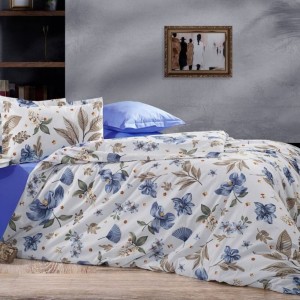 Постельное белье Комфорт-Текстиль Оазис синий cotton двухспальный 180x215