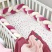 Бортики для детской кроватки Маленькая Соня Коса молочный-розовый-бордовый