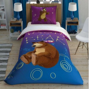 Детское постельное белье TAC - Disney Masha and the Bear Galaxy ранфорс полуторный на резинке