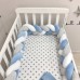 Бортики для детской кроватки Маленькая Соня Коса білий-сірий-блакитний