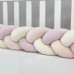 Бортики для детской кроватки Маленькая Соня Коса молочний-персик-рожевий