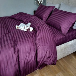 Постільна білизна Комфорт-Текстиль - Stripe Premium Purple Foam 2X2См страйп-сатин полуторна на гумці