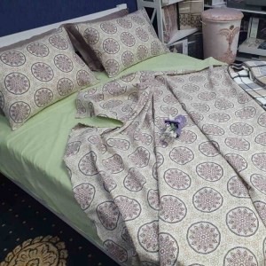 Постельное белье Комфорт-Текстиль - Этно Салатовый ранфорс двухспальный 180x215