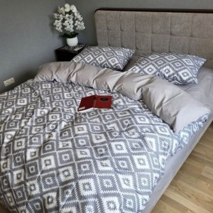 Постельное белье Комфорт-Текстиль Орнамент серый cotton двухспальный 180x215