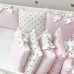 Бортики для детской кроватки Маленькая Соня Shine рожеві сердечки