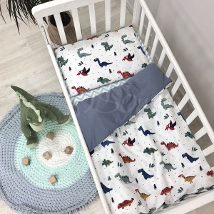 Постільна білизна в ліжечко Маленька Соня - Baby Design Dino синій поплін