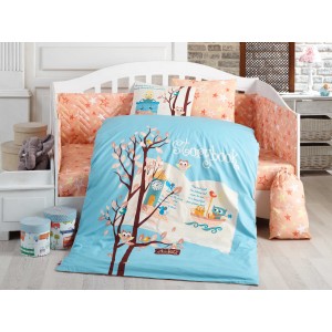 Детское постельное белье в кроватку Hobby Dream Clock голубое поплин