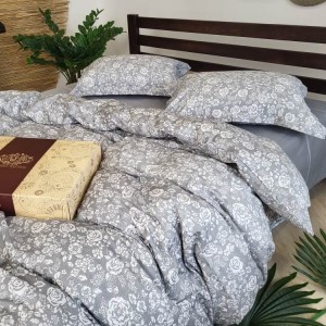 Постільна білизна Комфорт-Текстиль Muscat Gray сатин Premium двоспальний на гумці