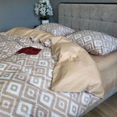 Постельное белье Комфорт-Текстиль Орнамент беж cotton двухспальный на резинке