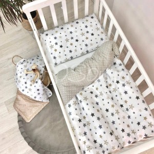 Постільна білизна в ліжечко Маленька Соня - Baby Design Stars сірий поплін