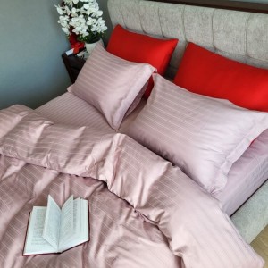 Постельное белье Комфорт-Текстиль - Multi Stripe Powder Rose cтрайп-сатин двухспальный 180x215