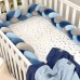 Бортики для детской кроватки Маленькая Соня Коса голубой-серый-джинс