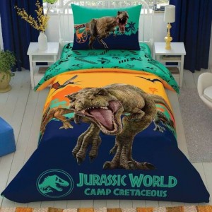 Дитяча постільна білизна TAC - Disney Jurassic World Camp полуторний на гумці