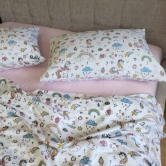 Постельное белье Комфорт-Текстиль - Единорог розовый фланель двухспальный 180x215