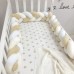 Бортики для детской кроватки Маленькая Соня Коса белый-молочный-беж