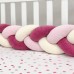 Бортики для детской кроватки Маленькая Соня Коса молочний-рожевий-бордовий